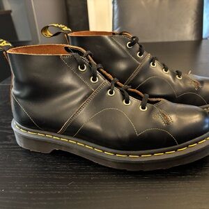Dr. Martens Black and Yellow Stitch Boots CHURCH